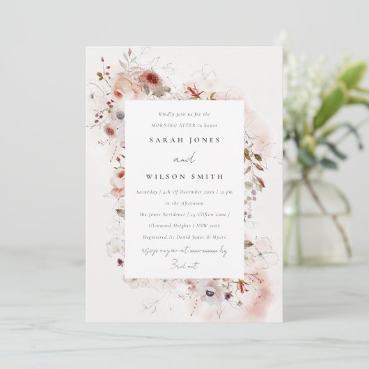 Dusky Fall Marsala Blush Einladung (Stehend Vorderseite)