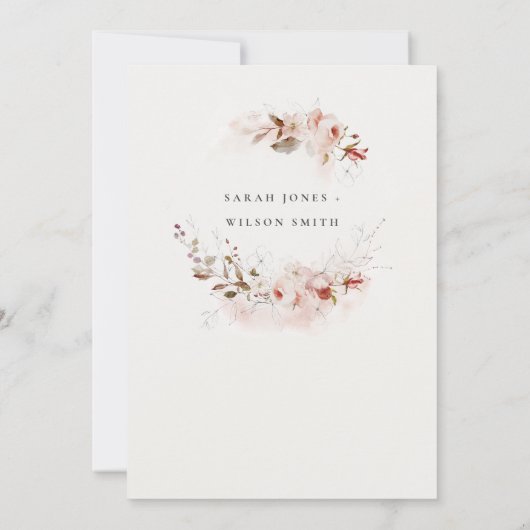 Dusky Fall Marsala Blush Einladung (Rückseite)