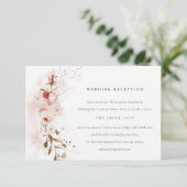 Dusky Fall Marsala Blush Floral Hochzeitsempfang Begleitkarte (Stehend Vorderseite)