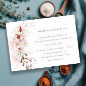 Dusky Fall Marsala Blush Floral Hochzeitsempfang Begleitkarte