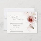 Dusky Fall Marsala Blush Floral Hochzeitsempfang RSVP Karte (Vorderseite)