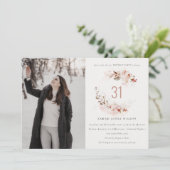 Dusky Fall Marsala Blush Foto Geburtstag Einladung (Stehend Vorderseite)