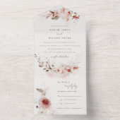 Dusky Fall Marsala Blush Wasserfarbener Hochzeitst All In One Einladung (Innen Boden)