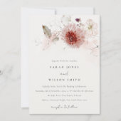 Dusky Fall Marsala Blush Wasserfarbener Hochzeitst Einladung (Vorderseite)