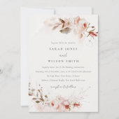 Dusky Fall Marsala Blush Wasserfarbener Hochzeitst Einladung (Vorderseite)