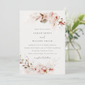 Dusky Fall Marsala Blush Wasserfarbener Hochzeitst Einladung (Stehend Vorderseite)