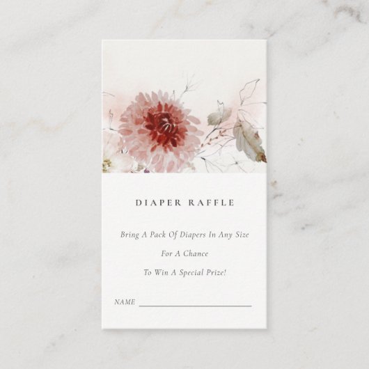 Dusky Fall Marsala Flora Diaper Raffle Baby Dusche Begleitkarte (Vorderseite)