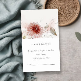 Dusky Fall Marsala Flora Diaper Raffle Baby Dusche Begleitkarte