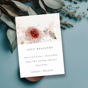 Dusky Fall Marsala Floral Wedding Gift Registry Begleitkarte
