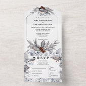 Dusky-Grauwald-Vögel Hochzeit All In One Einladung (Innen Boden)