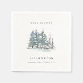 Dusky Green Blue Pine Tree Woods Baby Shower Serviette (Vorderseite)