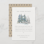 Dusky Green Blue Pine Tree Woods Wedding Detail Begleitkarte (Vorne/Hinten)