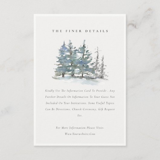 Dusky Green Blue Pine Tree Woods Wedding Detail Begleitkarte (Vorderseite)