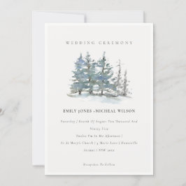 Dusky Green Blue Pine Tree Woods Wedite Dankeskarte