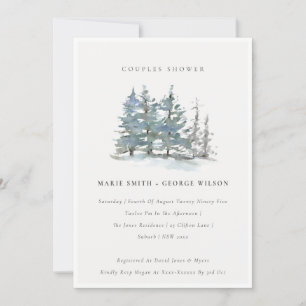 Dusky Green Blue Pine Woods Couples Dusche laden e Dankeskarte