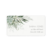 Dusky Green Leafy Fern Succulate Foliage Address Adressaufkleber (Vorne)