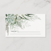 Dusky Green Leafy Fern Succulent Foliage Wedding Platzkarte (Rückseite)
