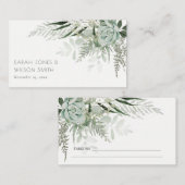Dusky Green Leafy Fern Succulent Foliage Wedding Platzkarte (Vorne/Hinten)