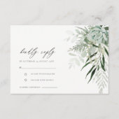 Dusky Green Leafy Fern Succulent Wedding RSVP Begleitkarte (Vorderseite)