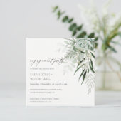 Dusky Green Leafy Fern Sukkulente Verlobung laden Dankeskarte (Stehend Vorderseite)