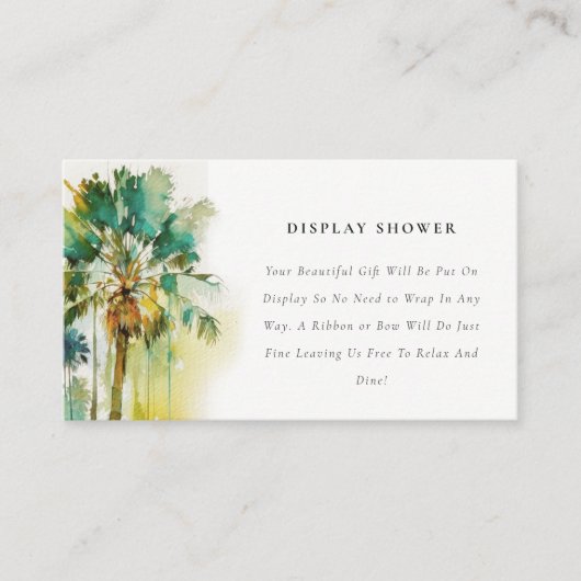 Dusky Green Tropical Palm Tree Display Kinderdusch Begleitkarte (Vorderseite)