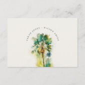 Dusky Green Tropical Palm Trees Wedding QR Code Begleitkarte (Rückseite)