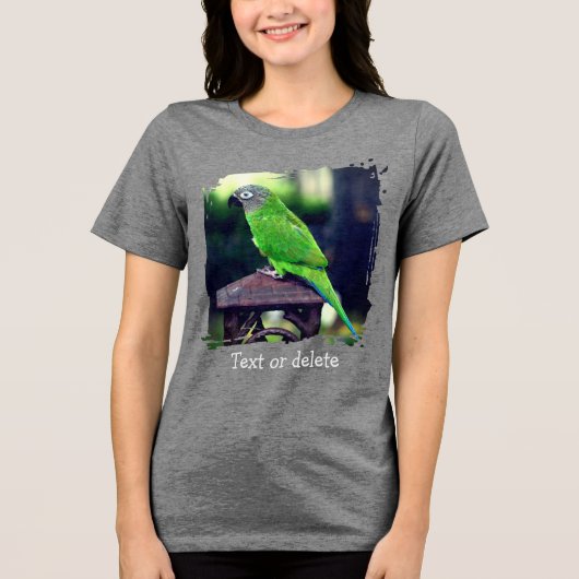 Dusky Headed Conure Parrot Personalized Tri-Blend Shirt (Vorderseite)