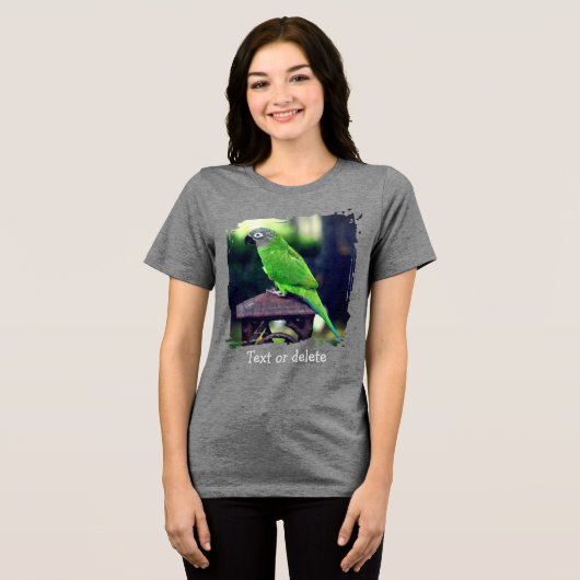 Dusky Headed Conure Parrot Personalized Tri-Blend Shirt (Vorderseite voll)