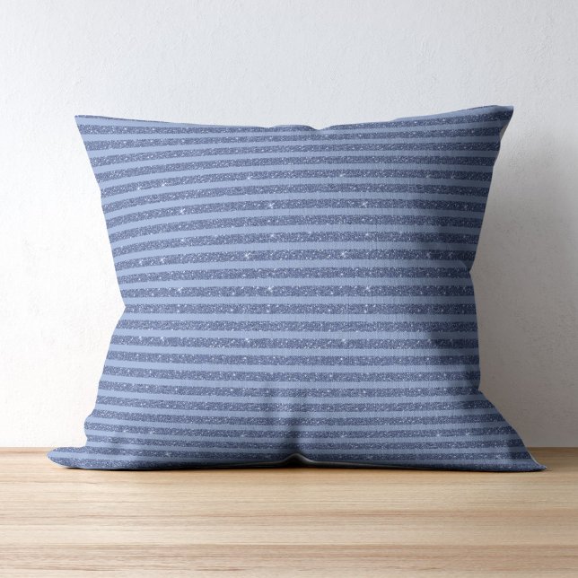 Dusky Indigo Glitter Style Horizontal Stripes Kissen (Von Creator hochgeladen)