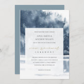 DUSKY INK BLUE FOREST LAKE PINE VOW RENEWITE INVIT DANKESKARTE (Vorne/Hinten)