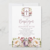 Dusky Lavender Blossoms Girl Floral Taufe Einladung (Vorderseite)