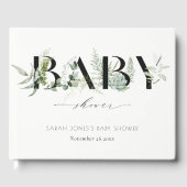 Dusky Leafy Fern Succulent Script Baby Dusche Gästebuch (Vorderseite)