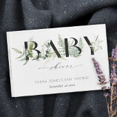 Dusky Leafy Fern Succulent Script Baby Dusche Gästebuch