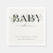 Dusky Leafy Fern Succulent Script Baby Dusche Serviette (Vorderseite)