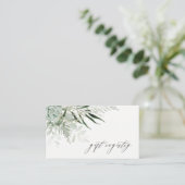 Dusky Leafy Fern Succulent Wedding Gift Registry Visitenkarte (Stehend Vorderseite)