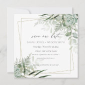 Dusky Leafy Fern Succulous Save the Date Card Dankeskarte (Vorderseite)