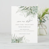 Dusky Leafy Fern Succulous Save the Date Card Dankeskarte (Stehend Vorderseite)