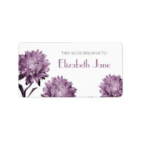 Dusky Lila Aster Buchzeichen Labels