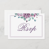 Dusky Lila Fall Floral RSVP Card (Vorne/Hinten)