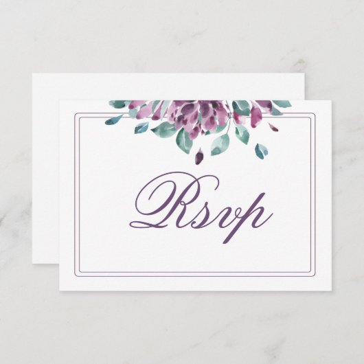 Dusky Lila Fall Floral RSVP Card (Vorne/Hinten)