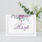 Dusky Lila Fall Floral RSVP Card Karte (Stehend Vorderseite)