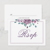 Dusky Lila Fall Floral RSVP Card Karte (Vorne/Hinten)