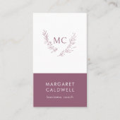 Dusky Lila Monogram Vertikal Visitenkarte (Vorderseite)