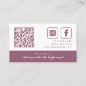 Dusky Lila Monogram Wreath Visitenkarte (Rückseite)