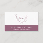 Dusky Lila Monogram Wreath Visitenkarte (Vorderseite)