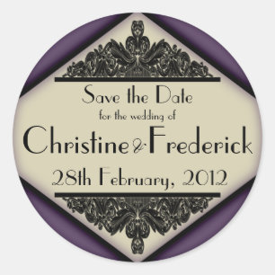 Dusky Lila Vintag, rund Save the Date Aufkleber