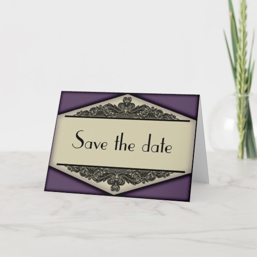 Dusky Lila Vintag, Save the Date Karte (Vorderseite)