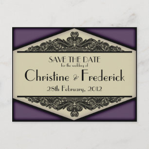 Dusky Lila Vintag, Save the Date Postkarte