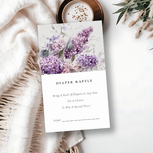 Dusky Lilac Green Floral Diaper Raffle Baby Dusche Begleitkarte