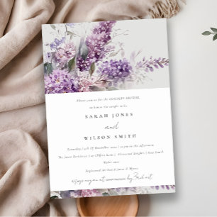 Dusky Lilac Green Hütte Blumenpaare Dusche Einladung